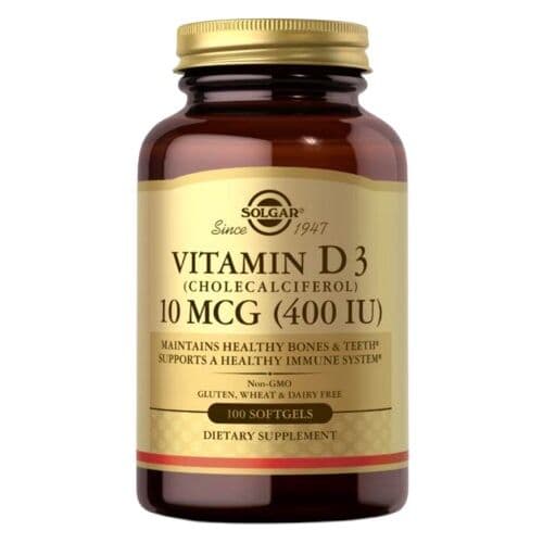 SOLGAR Vitamin D3 (Cholecalciferol) 10 µg (400 IU) - 100 Softgels