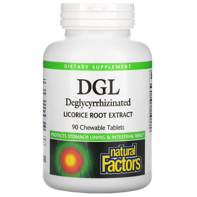 Natural Factors DGL Deglycyrrhizinated Licorice Root 400mg 90 Kautabletten