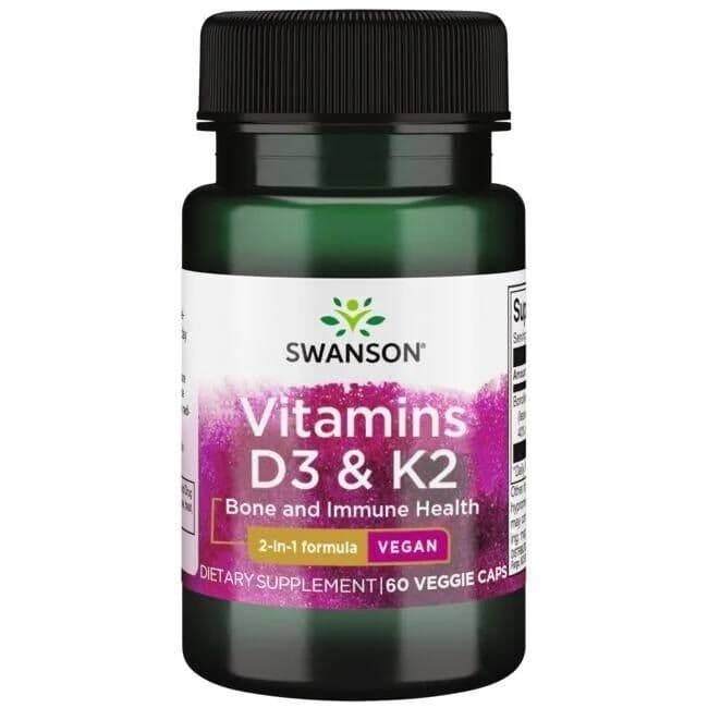 SWANSON Witamina D3 2000IU + K2 75µg 60vcaps