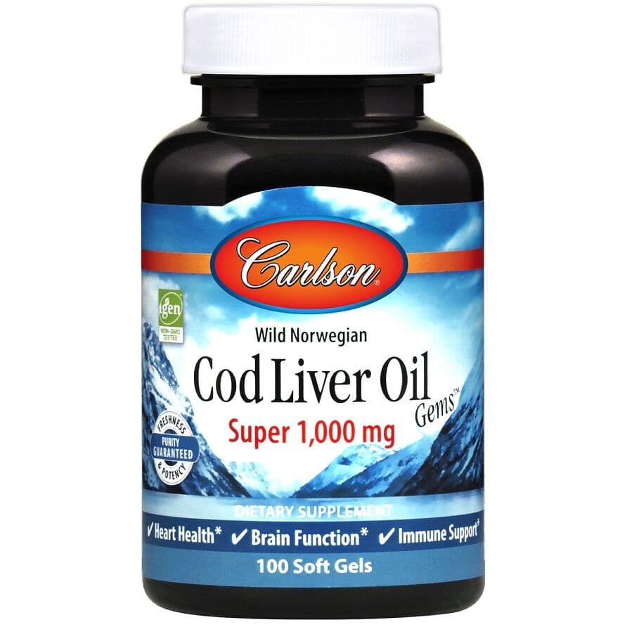 Wild Norwegian Cod Liver Oil Gems, 1000mg - 100 softgel