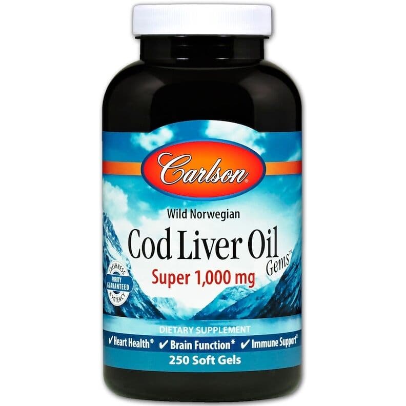 Wild Norwegian Cod Liver Oil Gems, 1000mg - 250 capsules molles