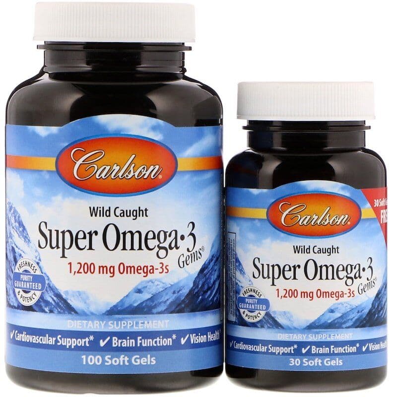 Wild Caught Super Omega-3 Gems, 1200mg – 100 + 30 capsules molles