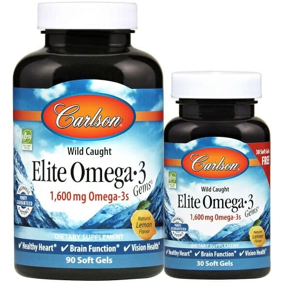 Elite Omega-3 Gems, 1600mg Natural Lemon - 90 + 30 capsules molles