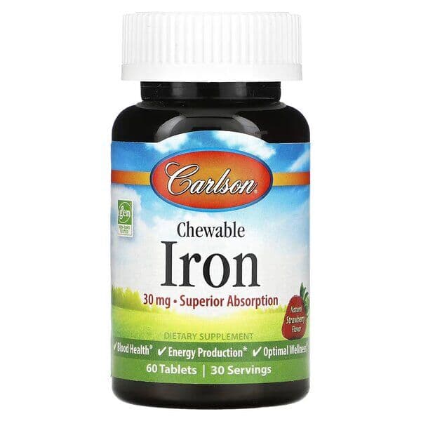 Chewable Iron, 30mg Strawberry - 60 tabletten