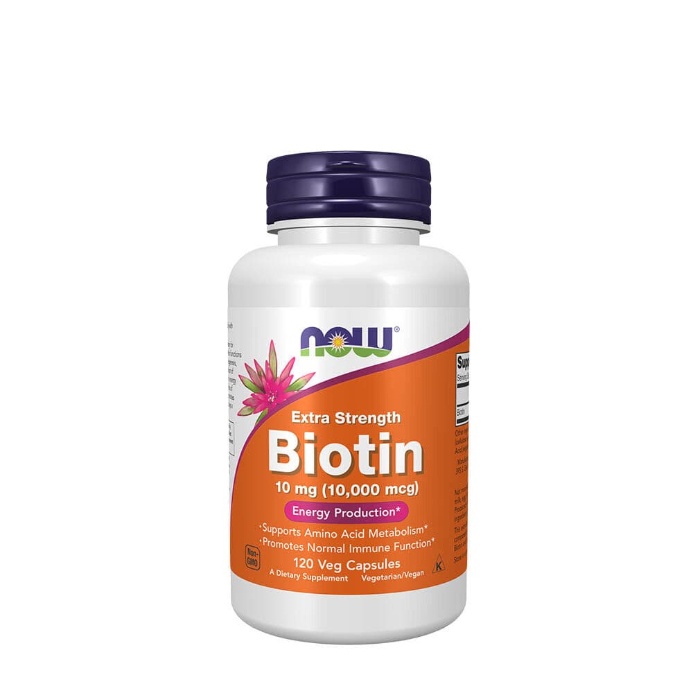 Biotin 10 mg (10,000 µg) extra strong – NOW Foods – 120 Veg Capsules