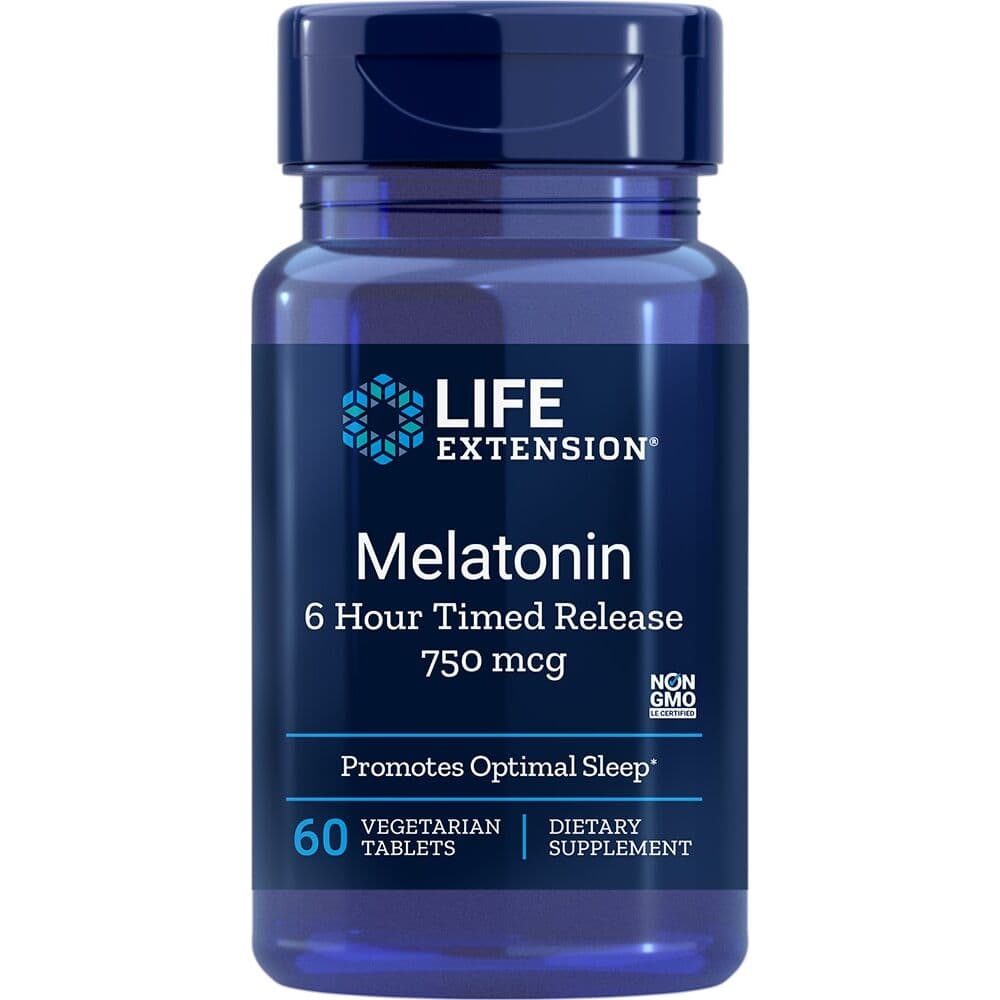 Melatonin 6 Hour Timed Release, 750µg – 60 vegetarian tabs