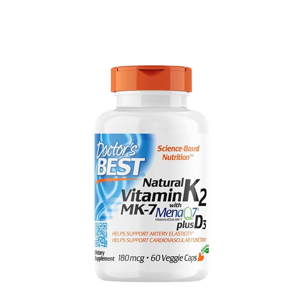 Natural Vitamin K2 MK7 with MenaQ7 plus D3, 180µg – 60 vcaps