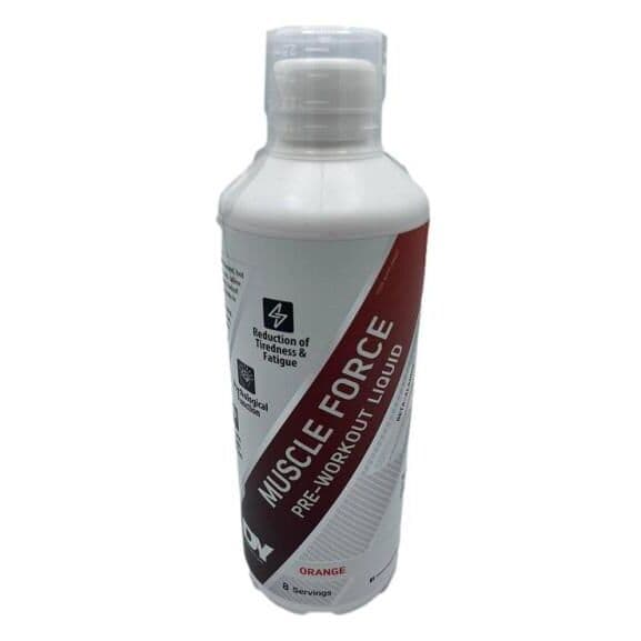 Muscle Force Liquid Pre-Workout, Orange - 500 ml.