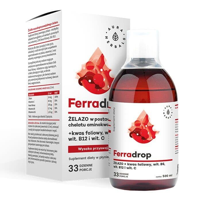 AURA HERBALS Ferradrop, Liquid Iron + Folic Acid (500 ml)