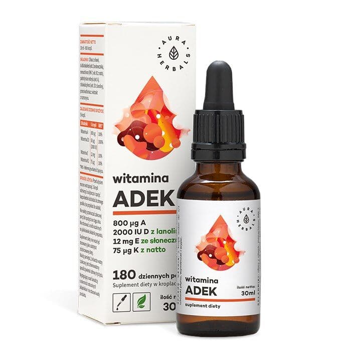 AURA HERBALS Vitamin ADEK, A + D3 2000IU + E + K2 (30 ml)