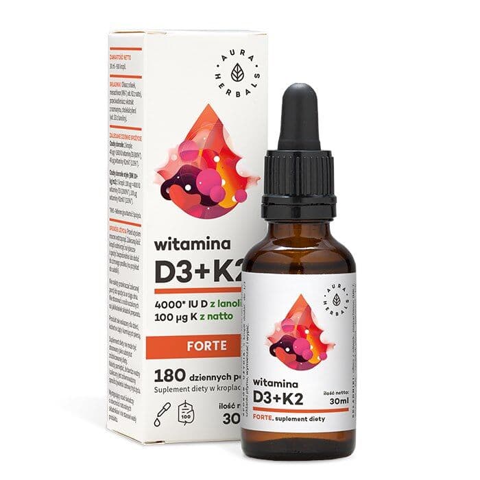 AURA HERBALS Vitamin D3, 4000 IU + K2 FORTE (30 ml)