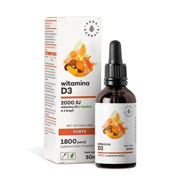 AURA HERBALS Vitamin D3, 2000 IU FORTE, MCT (50 ml)