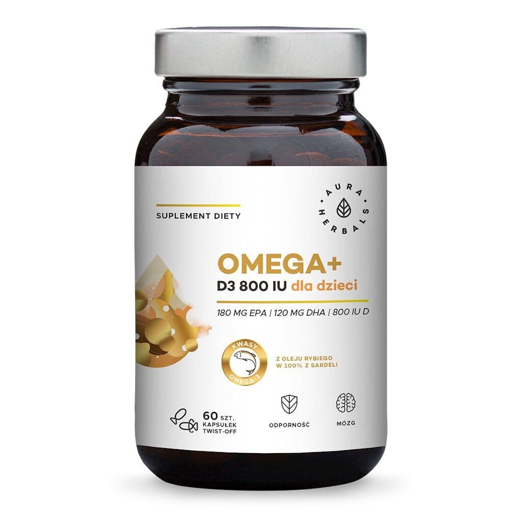 AURA HERBALS Omega+ Vitamin D3 800 IU for children (60 twist-off capsules)