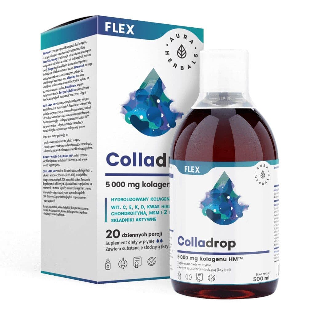 AURA HERBALS Colladrop Flex, marine collagen, 5000 mg (500 ml)