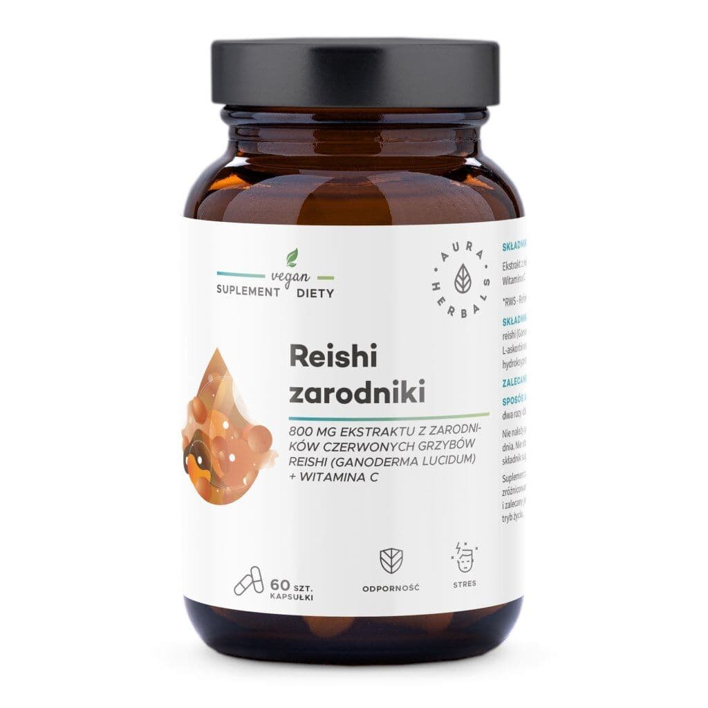 AURA HERBALS Reishi spores, 800 mg + Vitamin C (60 capsules)