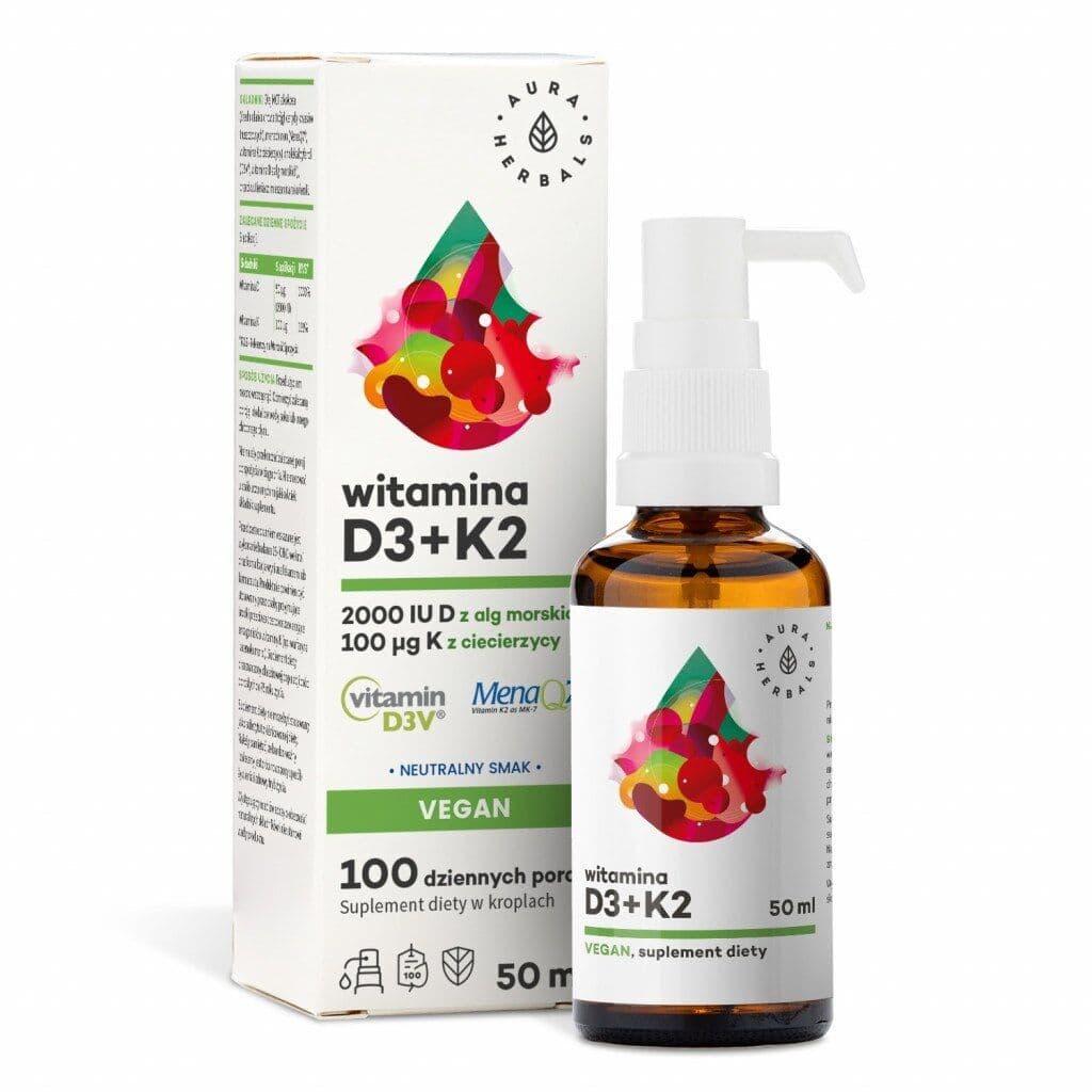 AURA HERBALS Vitamin D3 2000 IU + K2 Vegan (50 ml)