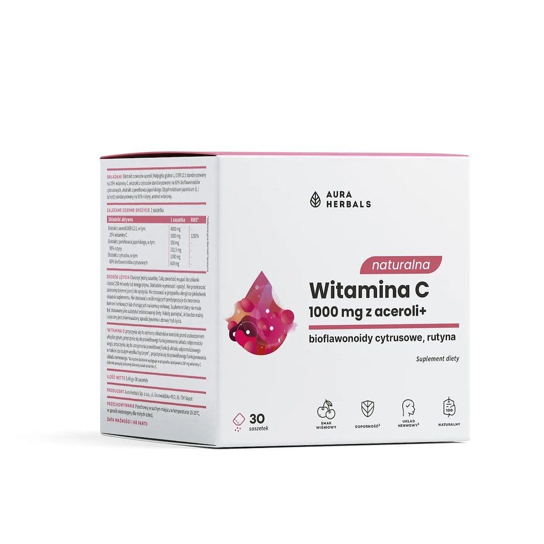 AURA HERBALS Natural Vitamin C 1000 mg from acerola, sachets (30 pcs.)