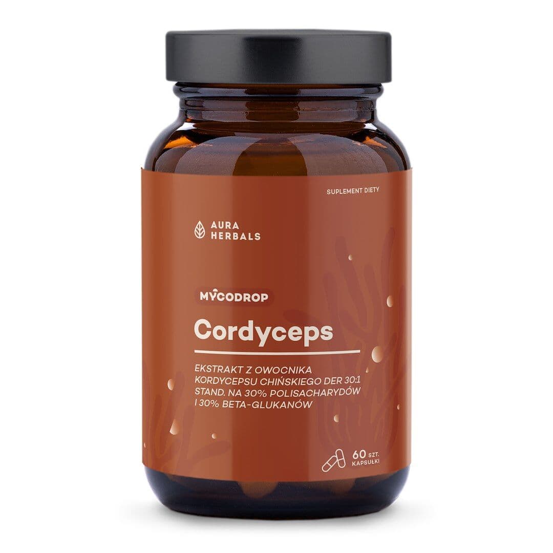 AURA HERBALS Mycodrop, Cordyceps 30:1, 30% beta-glukan (60 capsules)