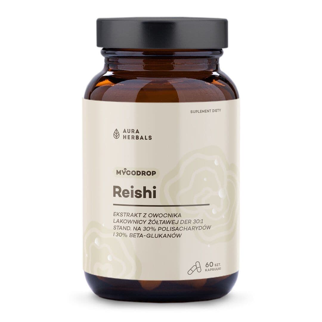 AURA HERBALS Mycodrop, Reishi 30:1, 30% beta-glukan (60 capsules)