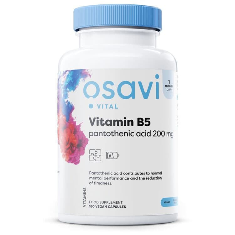 Vitamin B5 Pantothenic Acid, 200mg – 180 vegan capsules