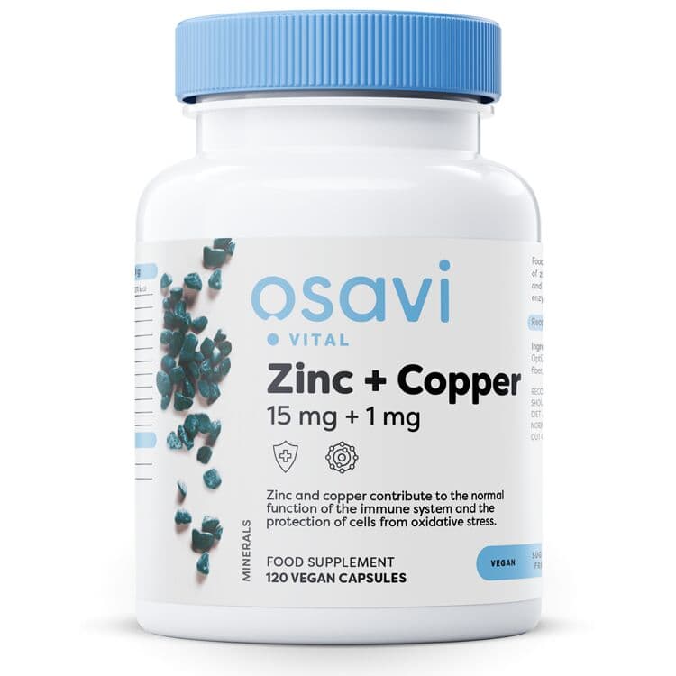 Zinc + Copper, 15mg + 1mg – 120 vegan capsules