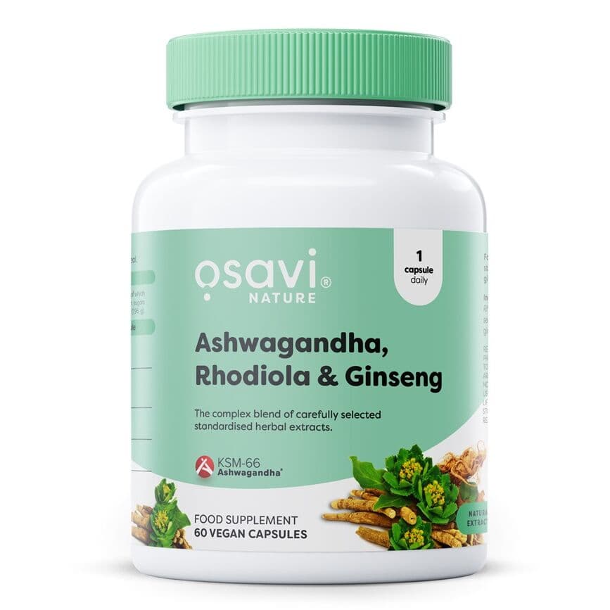 Ashwagandha + Rhodiola & Ginseng – 60 vegan capsules