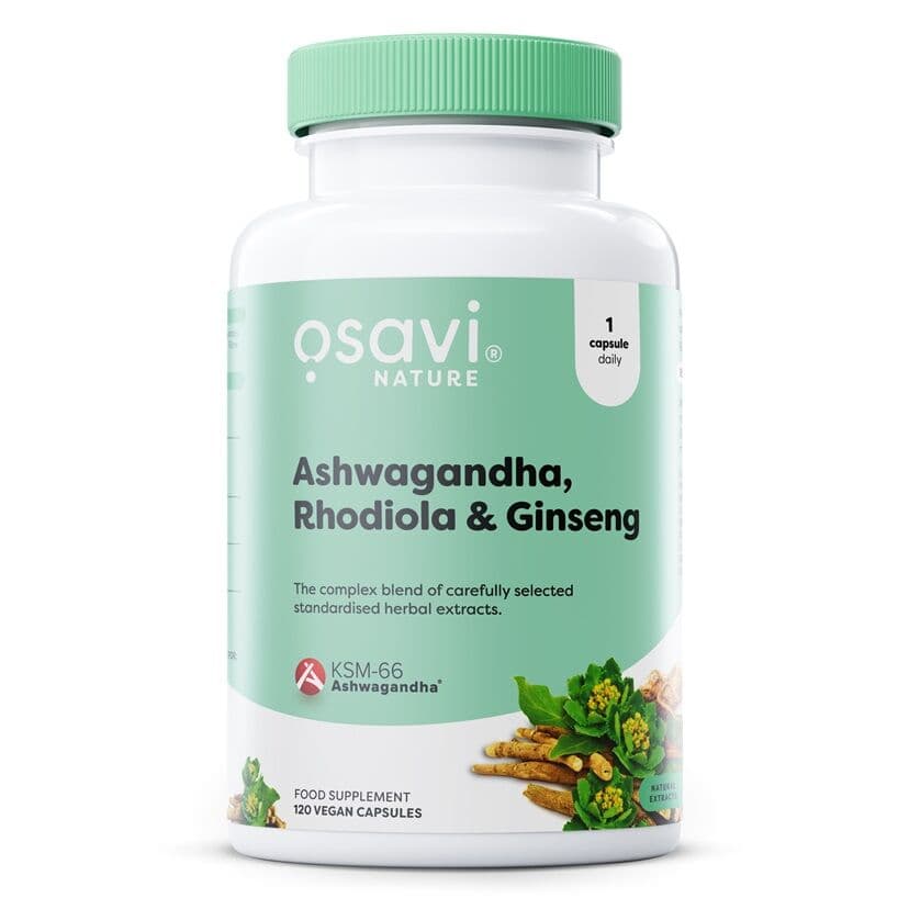 Ashwagandha + Rhodiola & Ginseng – 120 vegan capsules