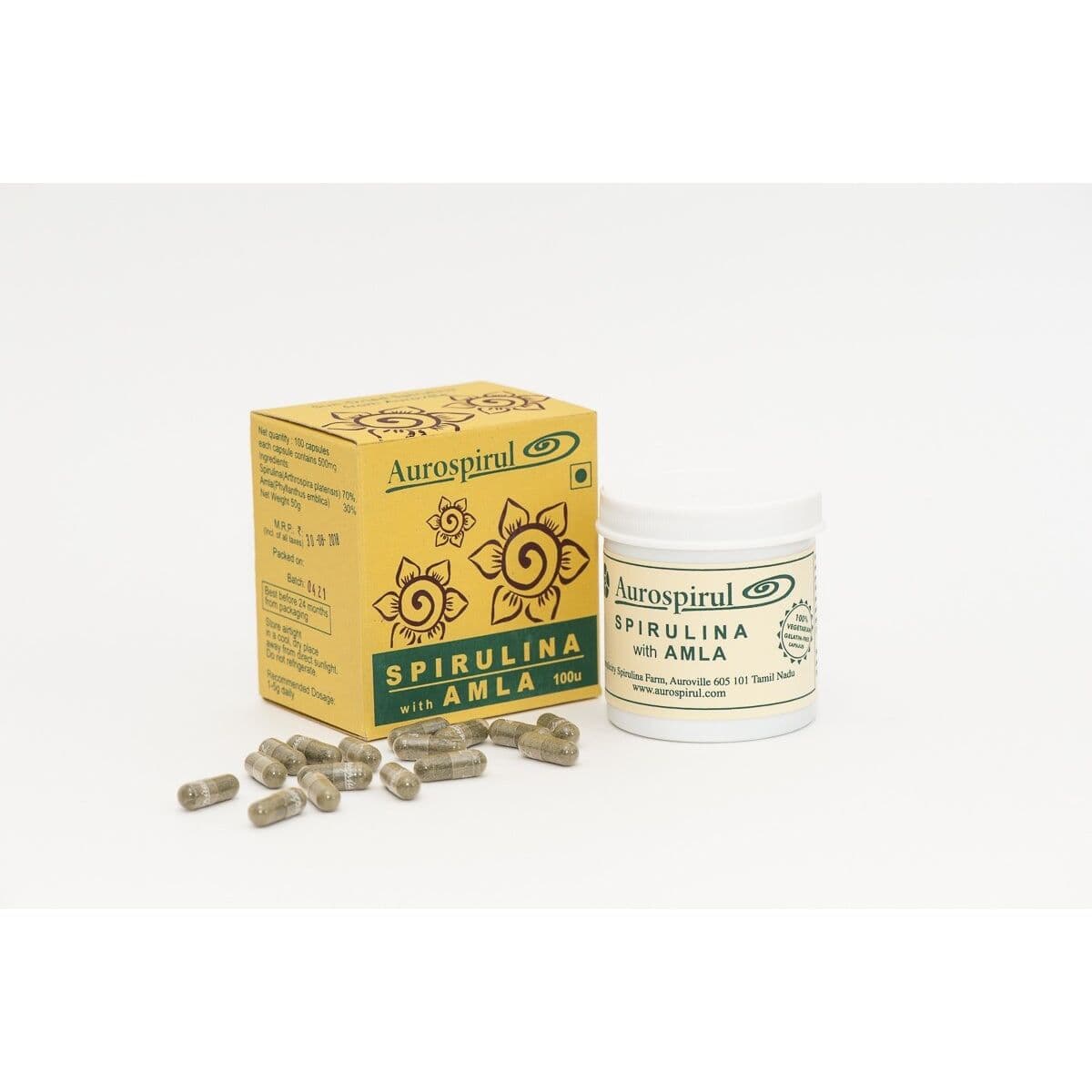 AUROSPIRUL Spirulina with Amla (100 capsules)