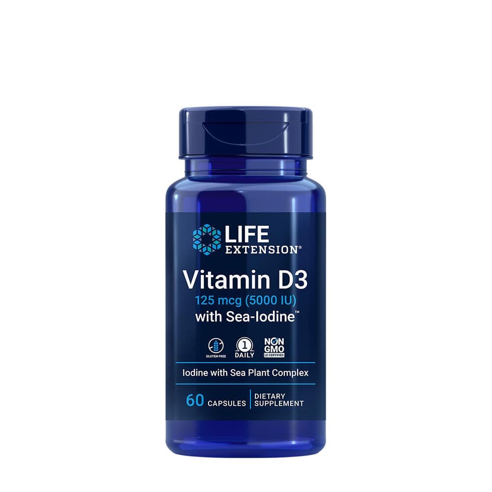 Vitamin D3 with Sea-Iodine, 5000IU – 60 capsules