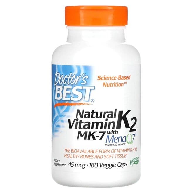 Natural Vitamin K2 MK7 with MenaQ7, 45µg - 180 vcaps