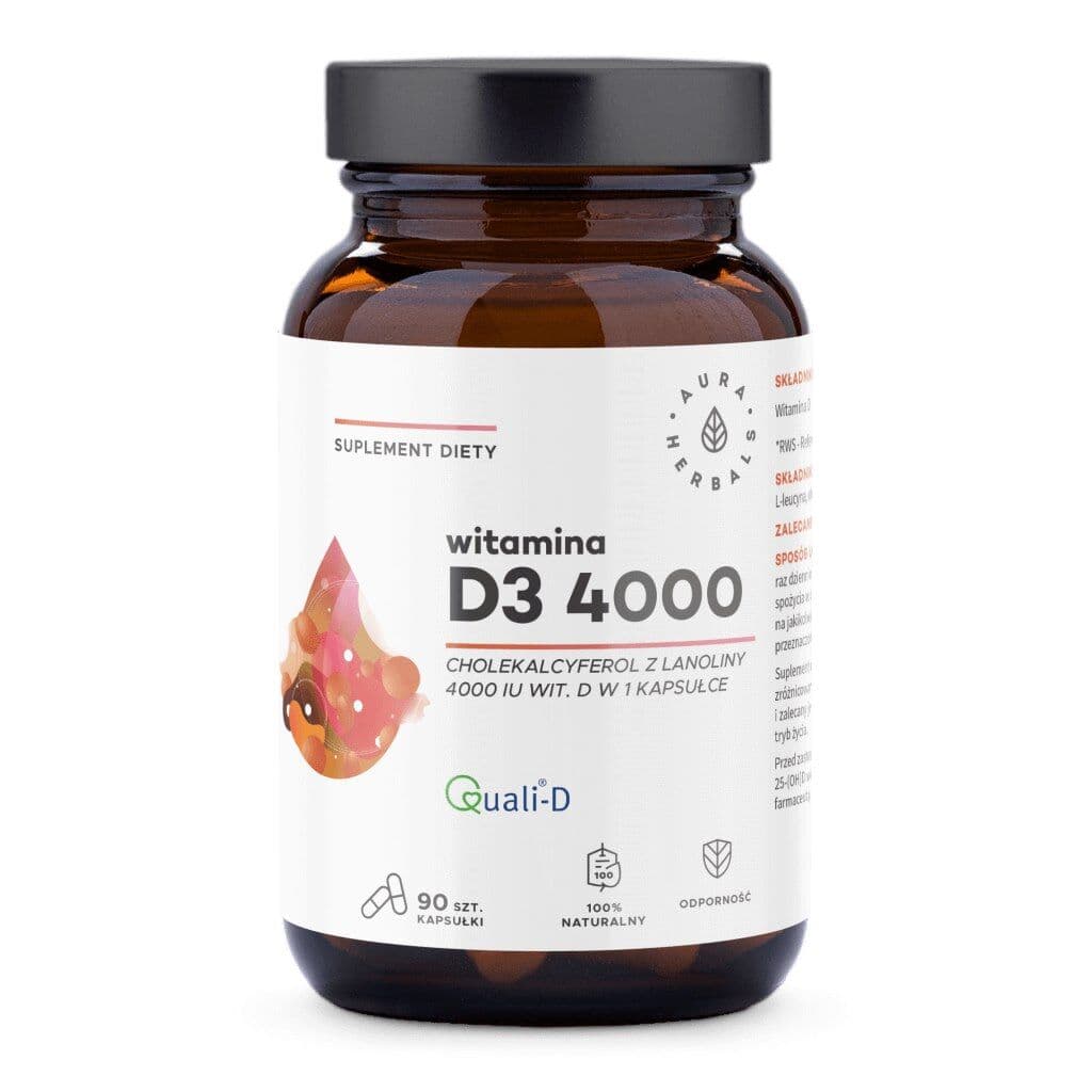AURA HERBALS Vitamin D3, 4000 IU, 100 µg (90 capsules)