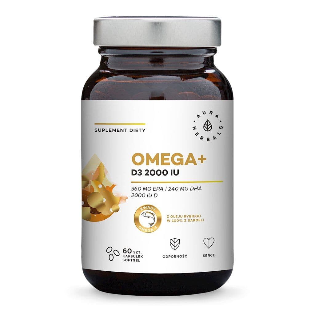 AURA HERBALS Omega+ Vitamin D3 2000 IU (60 sgel capsules)