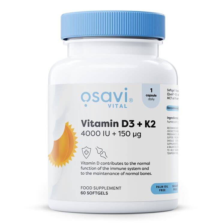 Vitamin D3 + K2, 4000IU + 150µg – 60 softgels
