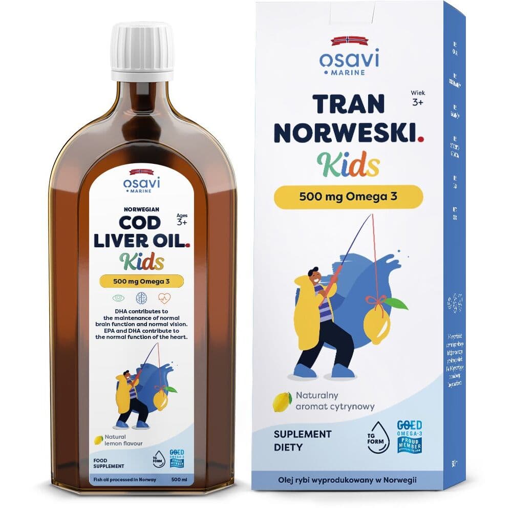 OSAVI Norwegian Cod Liver Oil for Kids, 500 mg – lemon flavor (500 ml)