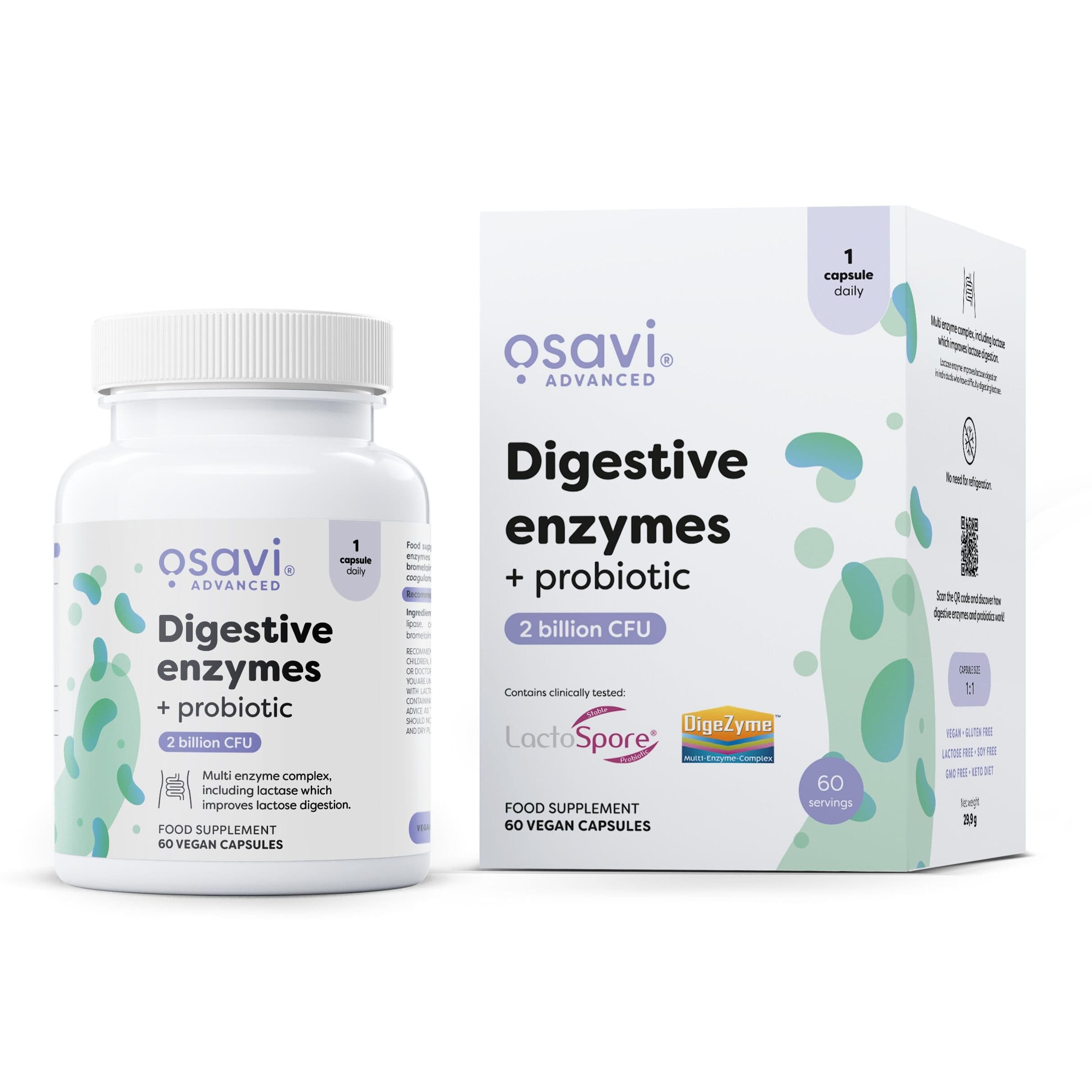 Digestive enzymes + probiotic – 60 vegan capsules