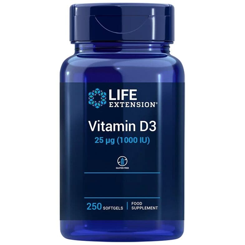 LIFE EXTENSION Vitamin D3, 1000 IU, 25 µg, EU version (250 capsules)
